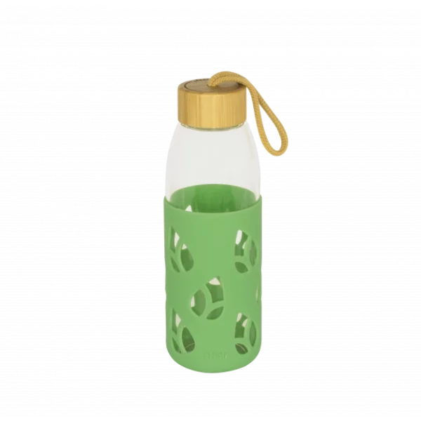 Retour Facile et Gratuit Meilleure vente 🛒 Bouteille en Verre avec Protection Silicone Vert 55 cl Pebbly 🥰 1