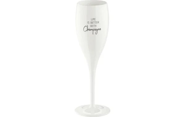 Boutique officielle Koziol Verre à Champagne Superglas Life Is Better 100 Ml, 1 Pièce/s, Blanc – Verres à Champagne 1