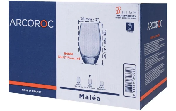 pas cher en vente Arcoroc Verre Malea 350 Ml, 6 Pièce/s, Transparent – Verres à Boire 3